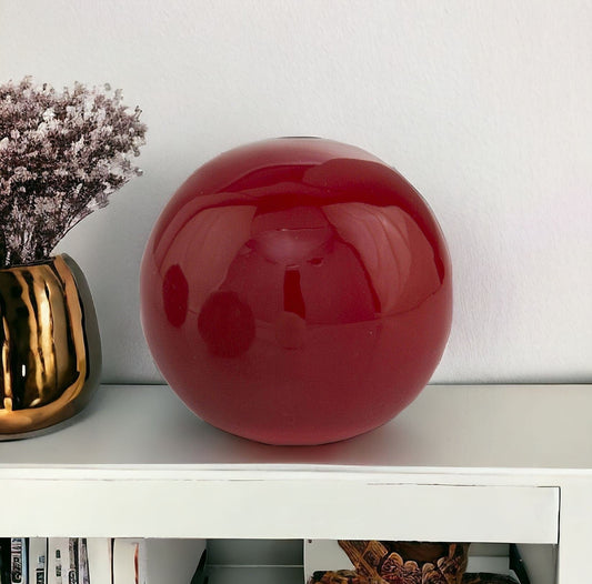 3" Red Aluminum Decorative Orb Tabletop Sculpture - Homeroots