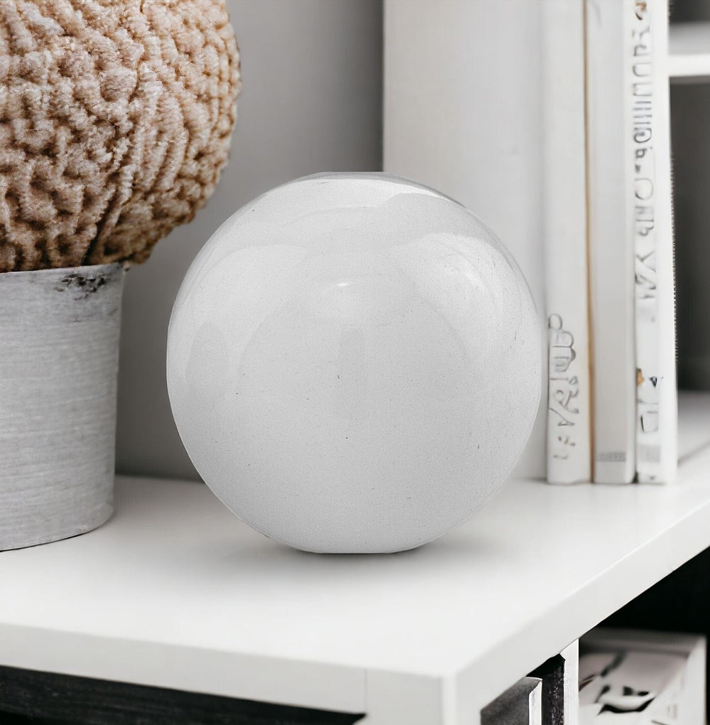 3" White Aluminum Decorative Orb Tabletop Sculpture - Homeroots