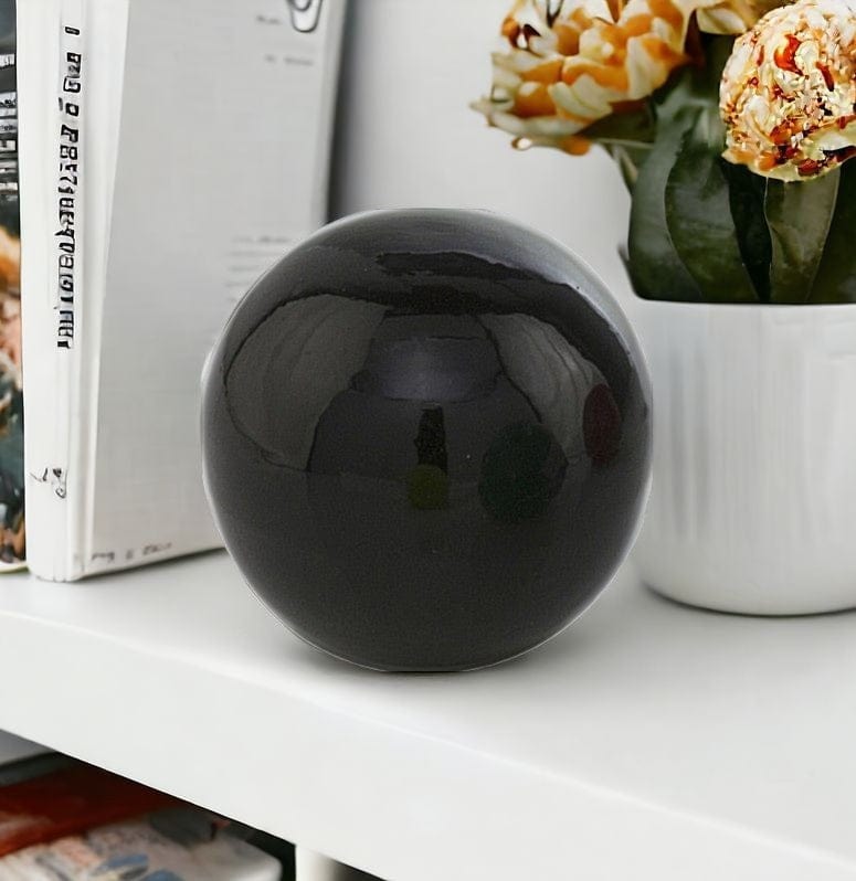 3" Black Enameled Aluminum Decorative Sphere - Homeroots