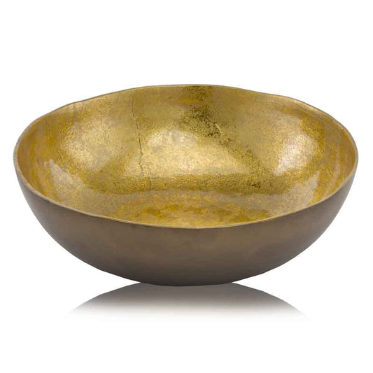 17" Gold and Bronze Aluminum Round Centerpiece Bowl - Homeroots