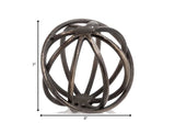 7" Bronze Cast Iron Decorative Orb Tabletop Sculpture - Homeroots