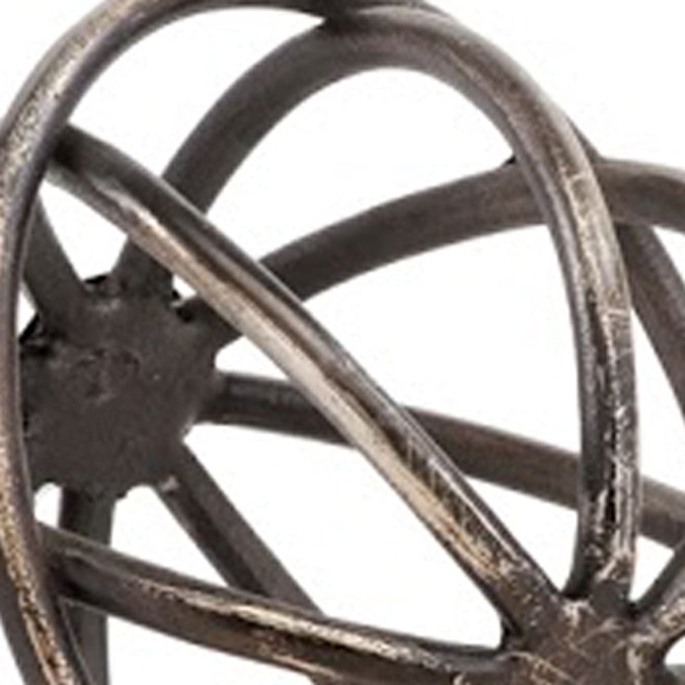 7" Bronze Cast Iron Decorative Orb Tabletop Sculpture - Homeroots