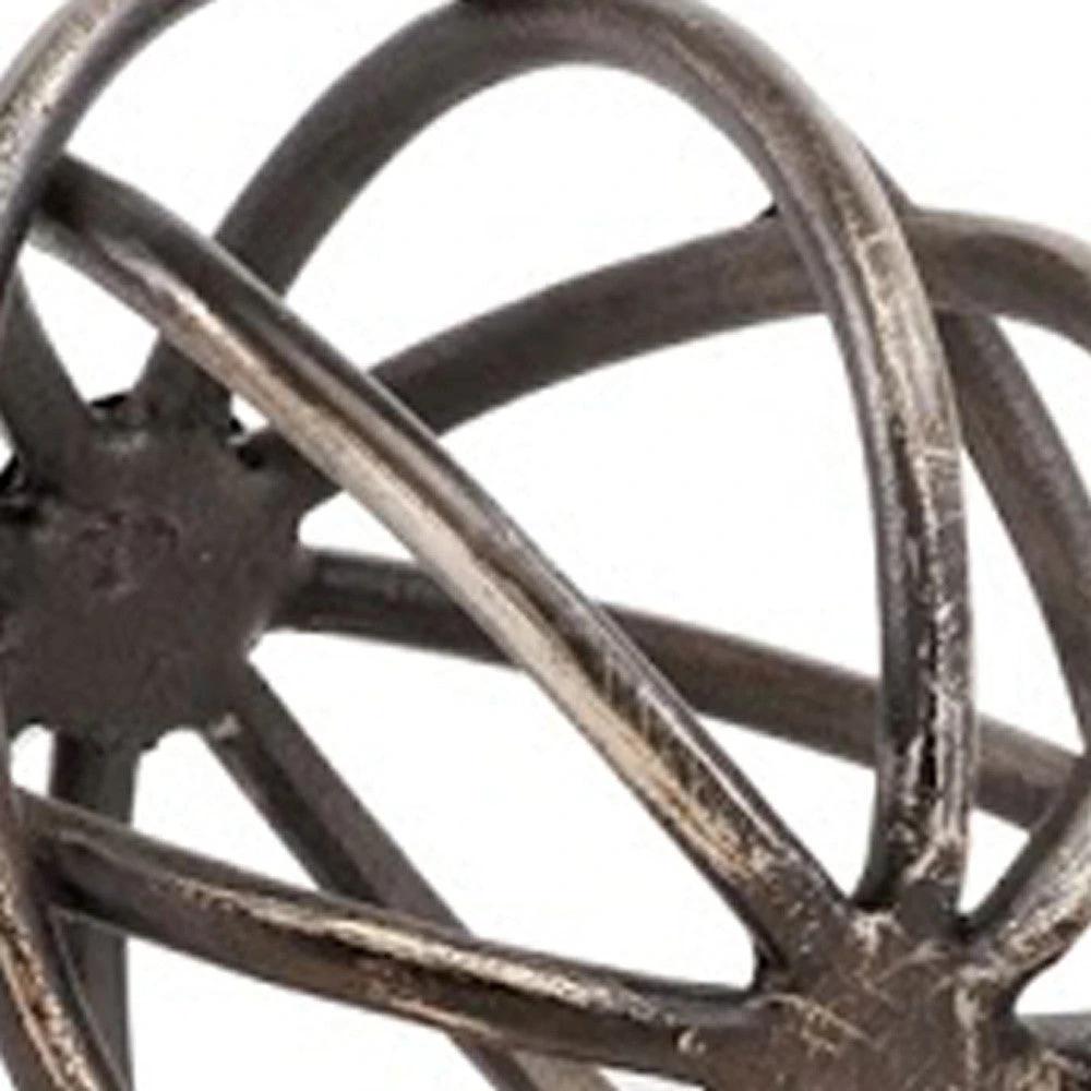 7" Bronze Cast Iron Decorative Orb Tabletop Sculpture - Homeroots