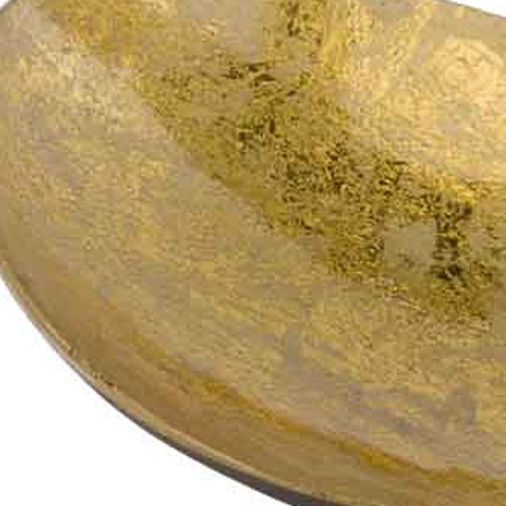 11" Gold and Bronze Aluminum Oval Centerpiece Bowl - Homeroots