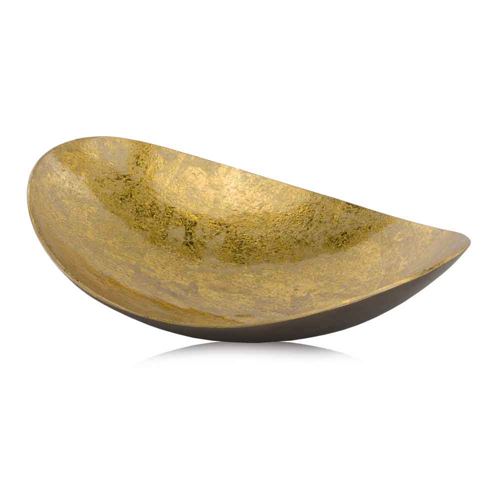 11" Gold and Bronze Aluminum Oval Centerpiece Bowl - Homeroots