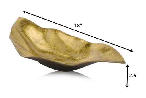 18" Gold Modern Wavy Aluminum Centerpiece Bowl - Homeroots