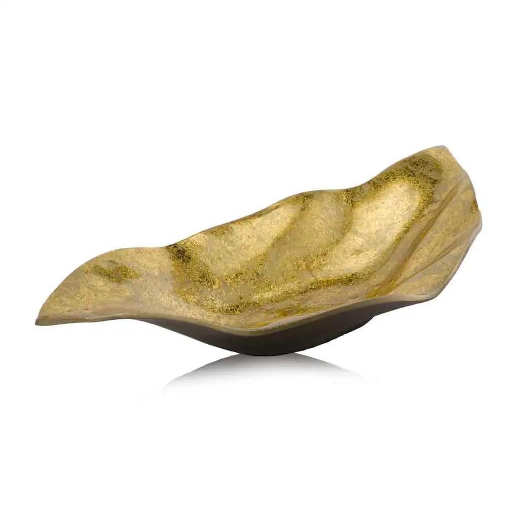 18" Gold Modern Wavy Aluminum Centerpiece Bowl - Homeroots
