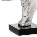 4" X 7.5" X 8.5" Silver And Black Bust On Bone Base Hound - Homeroots