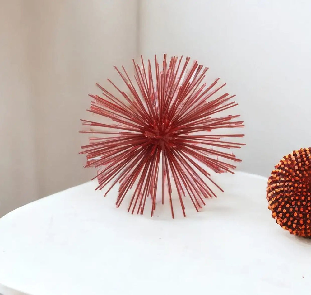 8" X 8" X 8" Red Medium Spiked Sphere - Homeroots