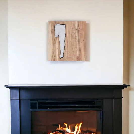 13" X 13" X 1" Silver Natural Wood And Metal Wall Tile - Homeroots