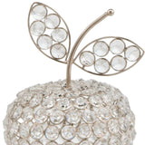 8" Silver and Faux Crystal Decorative Apple Tabletop Sculpture - Homeroots