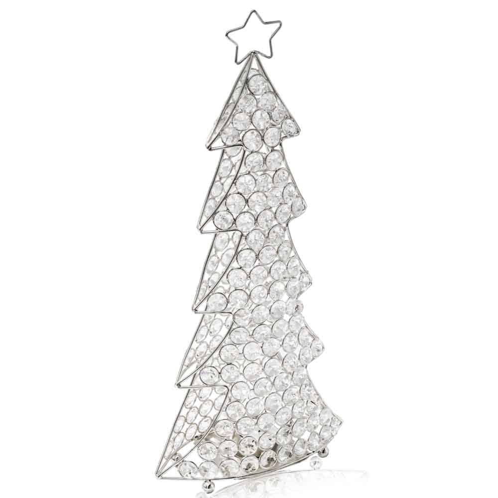 16" Silver Faux Crystal Christmas Figurine - Homeroots