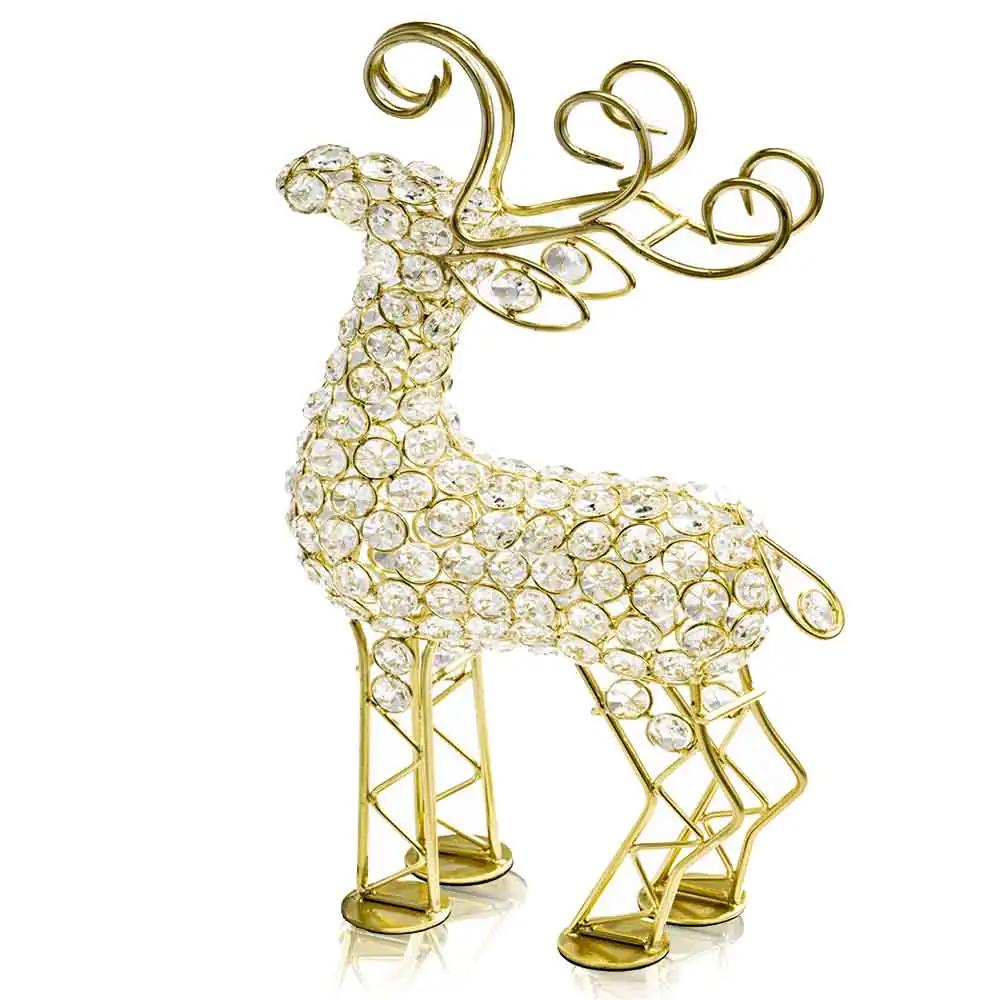 19" Gold Metal Reindeer Figurine - Homeroots