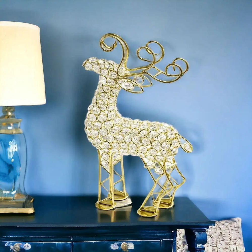 19" Gold Metal Reindeer Figurine - Homeroots