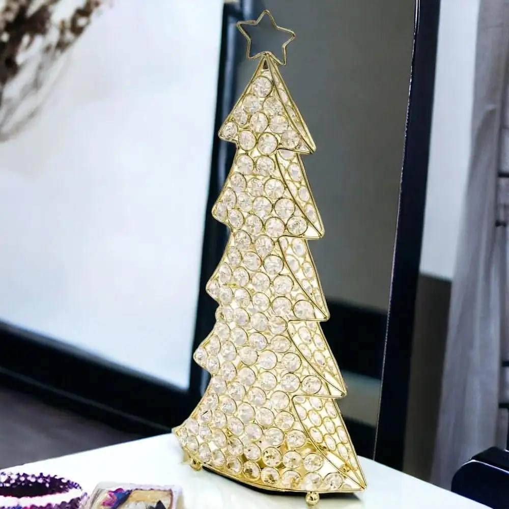 16" Glam Gold And Faux Crystal Christmas Tree - Homeroots
