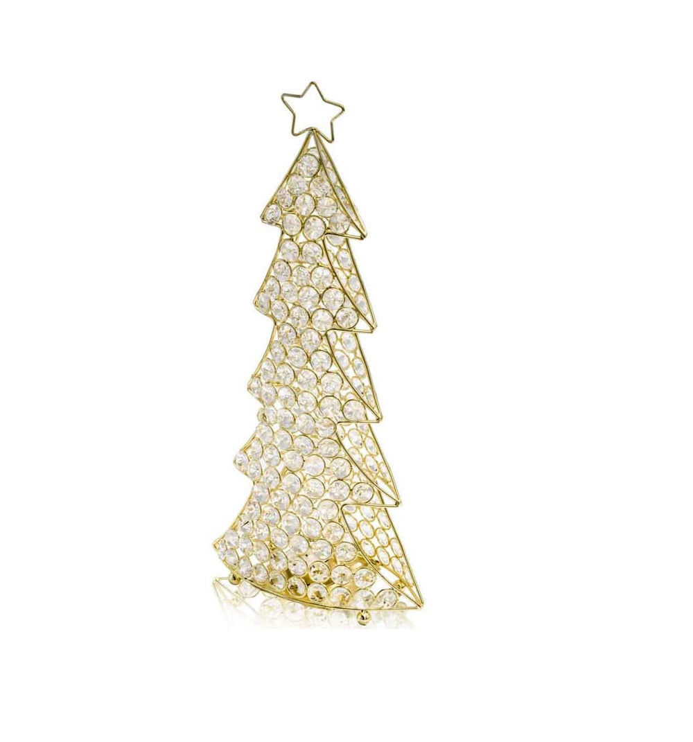16" Glam Gold And Faux Crystal Christmas Tree - Homeroots