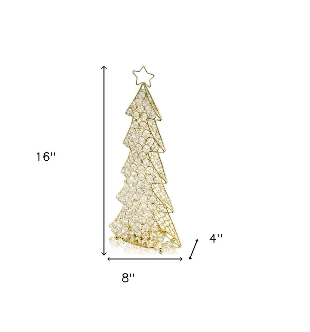 16" Glam Gold And Faux Crystal Christmas Tree - Homeroots