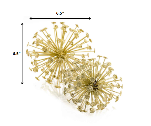 6.5" X 6.5" X 6.5" Gold Starburst Spheres Set Of 2 - Homeroots