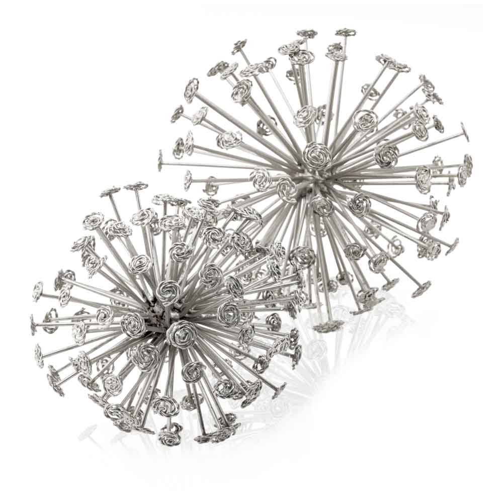 6.5" X 6.5" X 6.5" Silver Starburst Spheres Set Of 2 - Homeroots