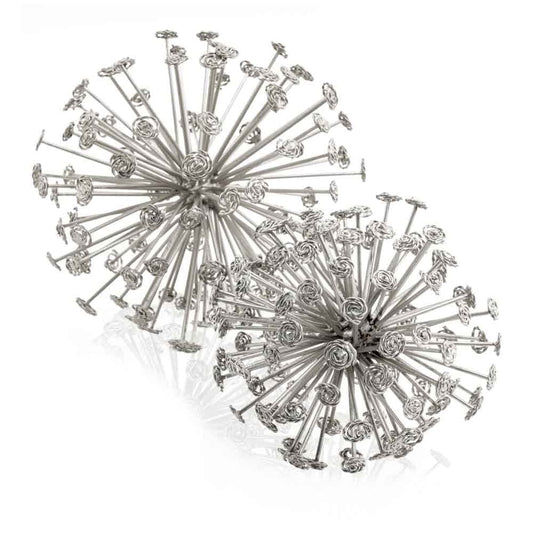 6.5" X 6.5" X 6.5" Silver Starburst Spheres Set Of 2 - Homeroots