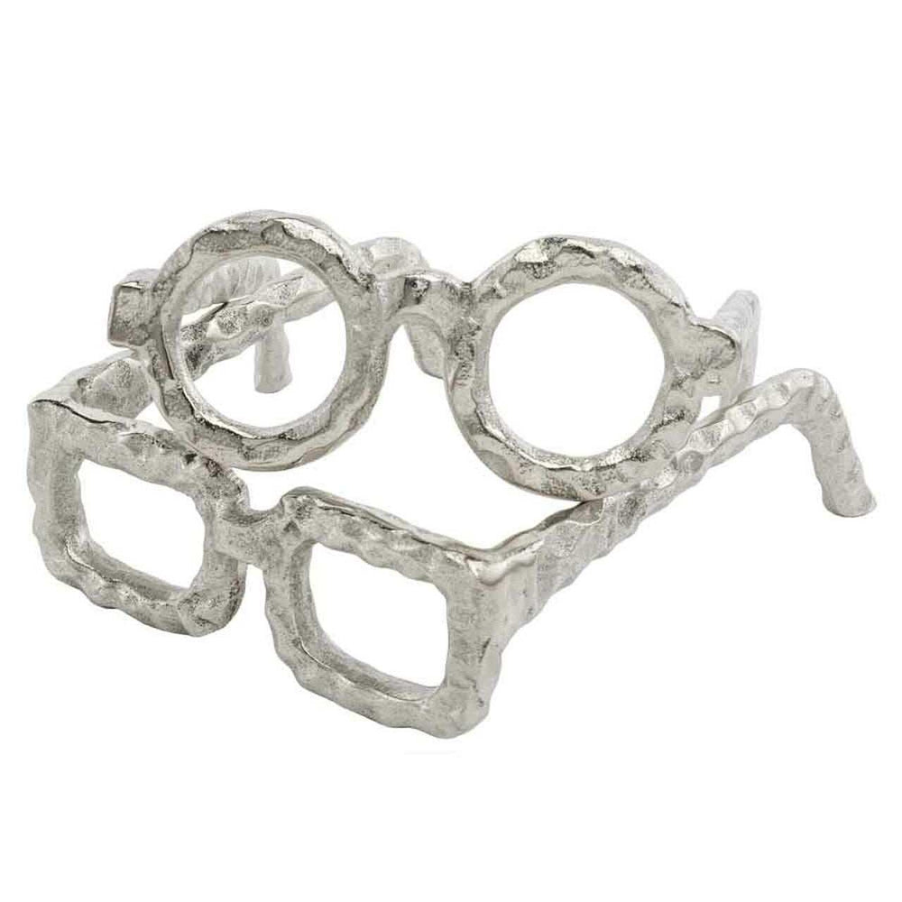 Hammered Silver Metal Eyeglasses Sculpture - Homeroots - Flyclothing LLC