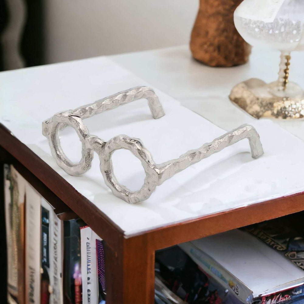 Hammered Silver Metal Eyeglasses Sculpture - Homeroots - Flyclothing LLC