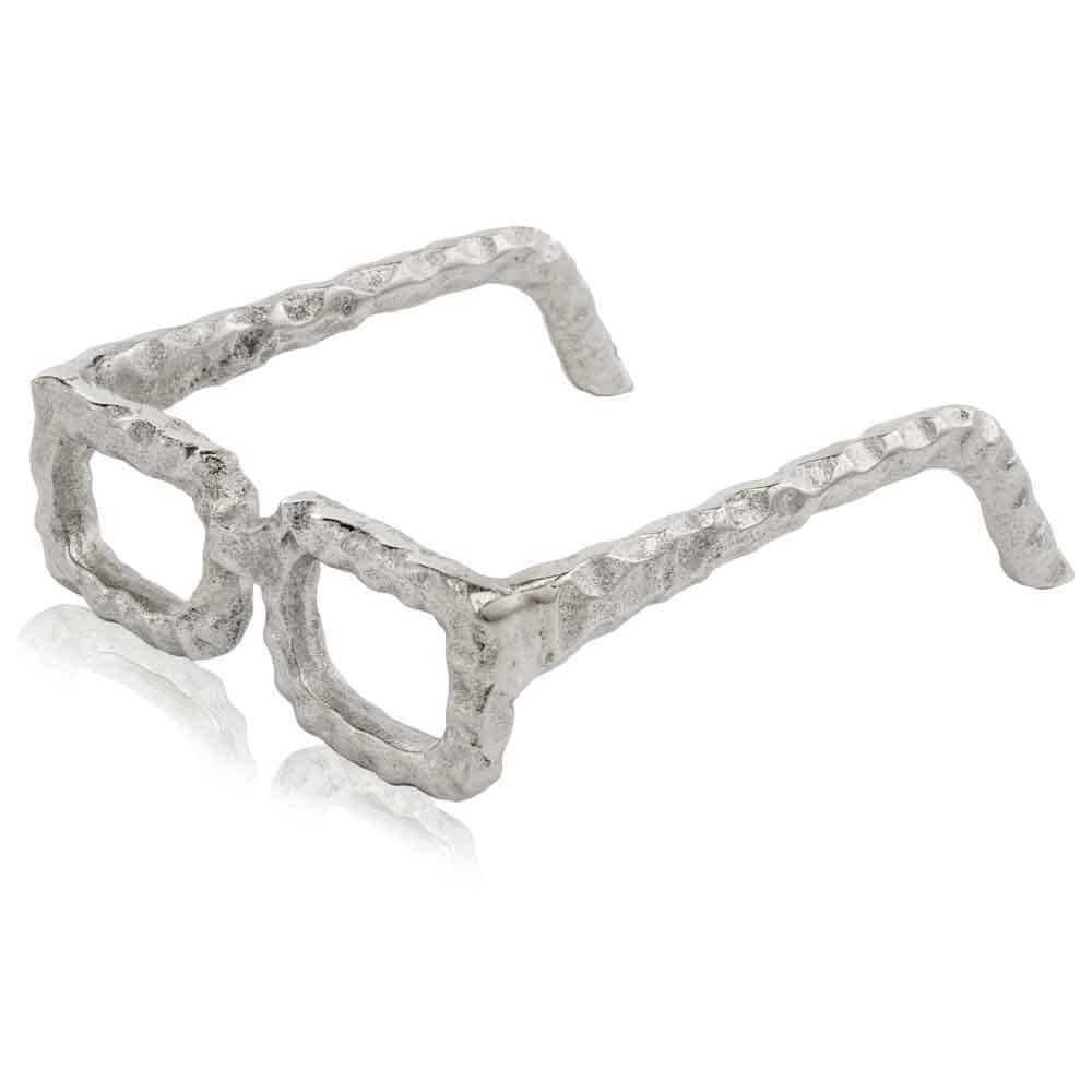 7" Silver Buffed Aluminum Decorative Eyeglasses Sculpture - Homeroots