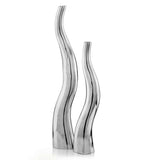 Set of Two Silver Aluminum Squiggly Table Vases - Homeroots - Flyclothing LLC