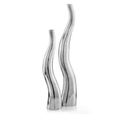 Set of Two Silver Aluminum Squiggly Table Vases - Homeroots - Flyclothing LLC
