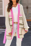 Contrast Tied Open Front Cardigan - Trendsi - Flyclothing LLC