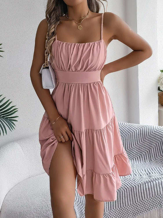 Smocked Back Tiered Cami Dress - Trendsi - Flyclothing LLC