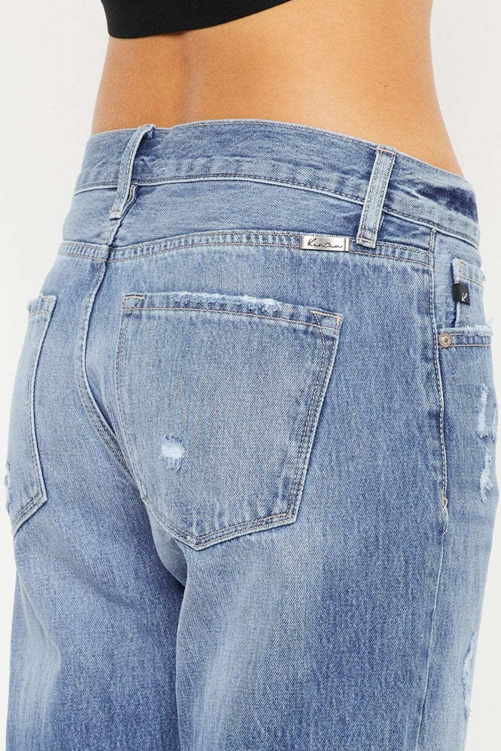Kancan Mid Rise Distressed Straight Jeans - Trendsi - Flyclothing LLC