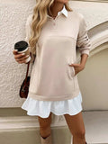 Devine Ruffle Hem Long Sleeve Mini Dress - Trendsi - Flyclothing LLC