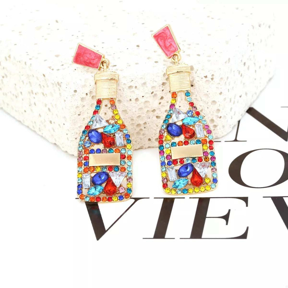 Champagne Bottle Drop Earrings - Trendsi - Flyclothing LLC