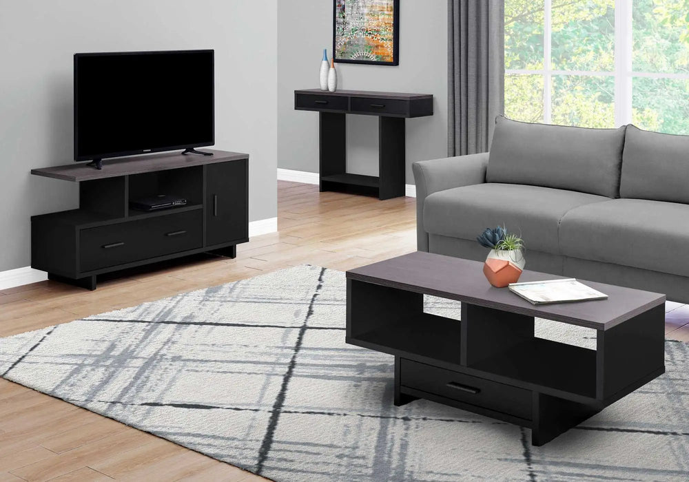 47" Gray and Black Open Shelving TV Stand - Homeroots - Flyclothing LLC