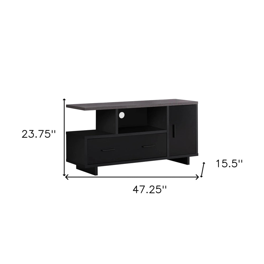 47" Gray and Black Open Shelving TV Stand - Homeroots - Flyclothing LLC