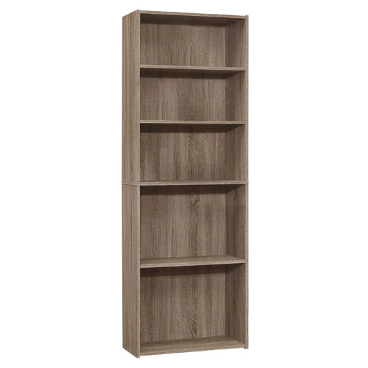 71" Taupe Wood Adjustable Bookcase - Homeroots