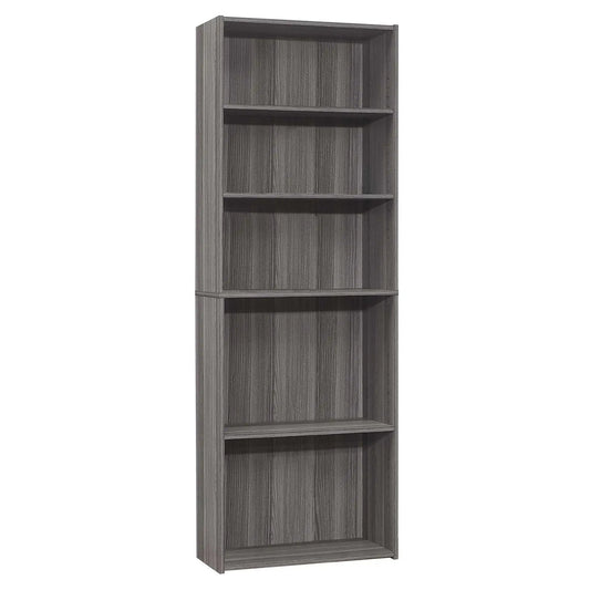 71" Gray Wood Adjustable Bookcase - Homeroots