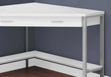 42" White and Silver Corner Computer Desk With Two Drawers - Homeroots - Flyclothing LLC