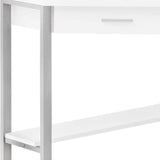 42" White and Silver Corner Computer Desk With Two Drawers - Homeroots - Flyclothing LLC