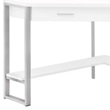 42" White and Silver Corner Computer Desk With Two Drawers - Homeroots - Flyclothing LLC