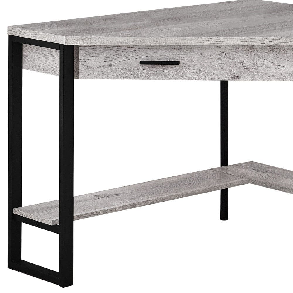 42" Gray and Black Corner Computer Desk - Homeroots - Flyclothing LLC