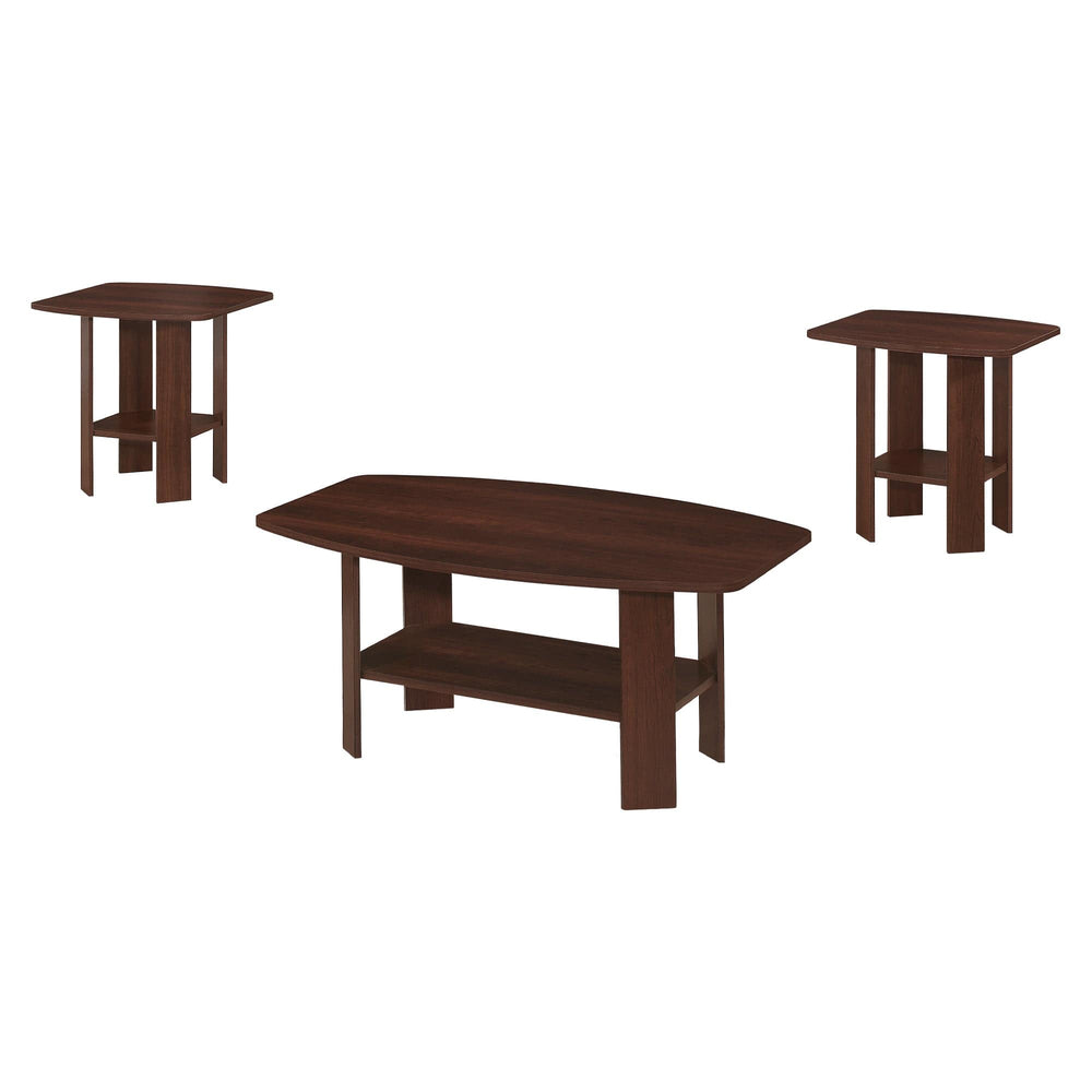 Set of Three 36" Dark Brown Coffee Table With Shelf - Homeroots - Flyclothing LLC