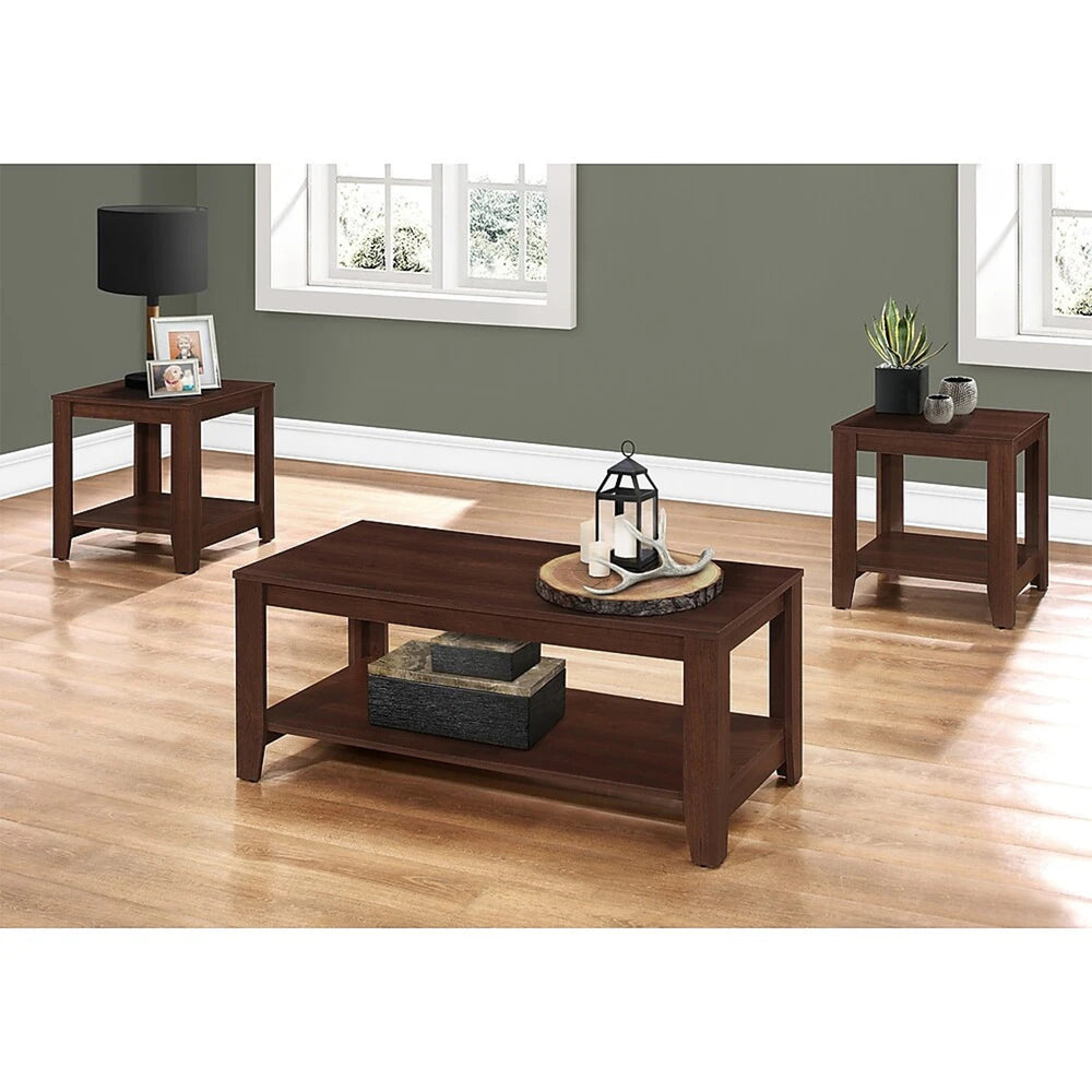 Set of Three 42" Brown Coffee Table With Shelf - Homeroots - Flyclothing LLC