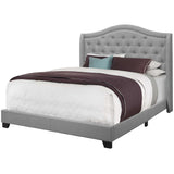 Solid Wood Queen Tufted Gray Upholstered Linen Bed With Nailhead Trim - Homeroots - Flyclothing LLC