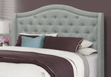 Solid Wood Queen Tufted Gray Upholstered Linen Bed With Nailhead Trim - Homeroots - Flyclothing LLC