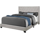 Solid Wood Queen Tufted Gray And Light Gray Upholstered Velvet Bed With Nailhead Trim - Homeroots - Flyclothing LLC