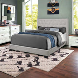 Solid Wood Queen Tufted Gray And Light Gray Upholstered Velvet Bed With Nailhead Trim - Homeroots - Flyclothing LLC