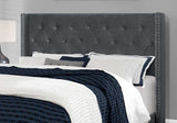 Solid Wood Queen Tufted Gray Upholstered Velvet Bed With Nailhead Trim - Homeroots - Flyclothing LLC