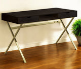 24" Dark Brown and Gold Computer Desk With Two Drawers - Homeroots - Flyclothing LLC